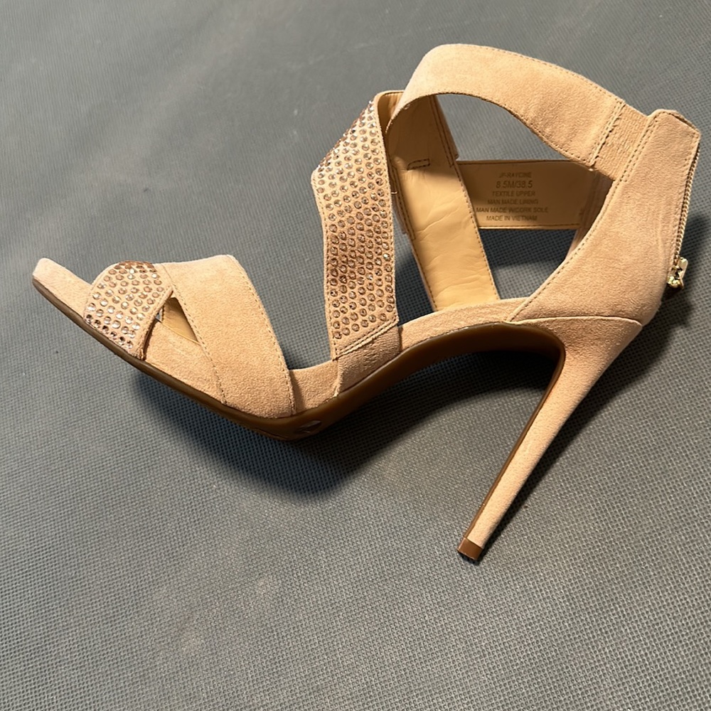 Jessica Simpson Beige Crystal Strappy Stiletto Sandals - Picture 3 of 4
